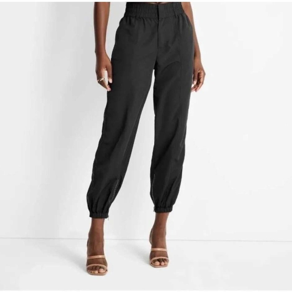 Future Collective Kahlana Barfield Brown Black Track Pants Zipper Cuff XS